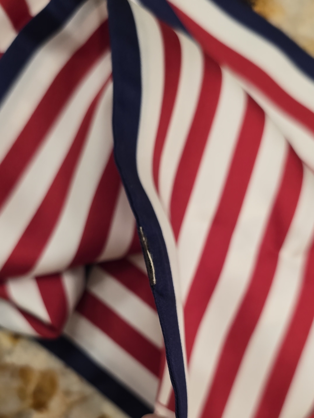 Coach 100% Silk Scarf Striped Red White Blue - Picture 7 of 7